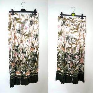 H&M Jungle Print Wide Leg Cotton Pants - Size 12